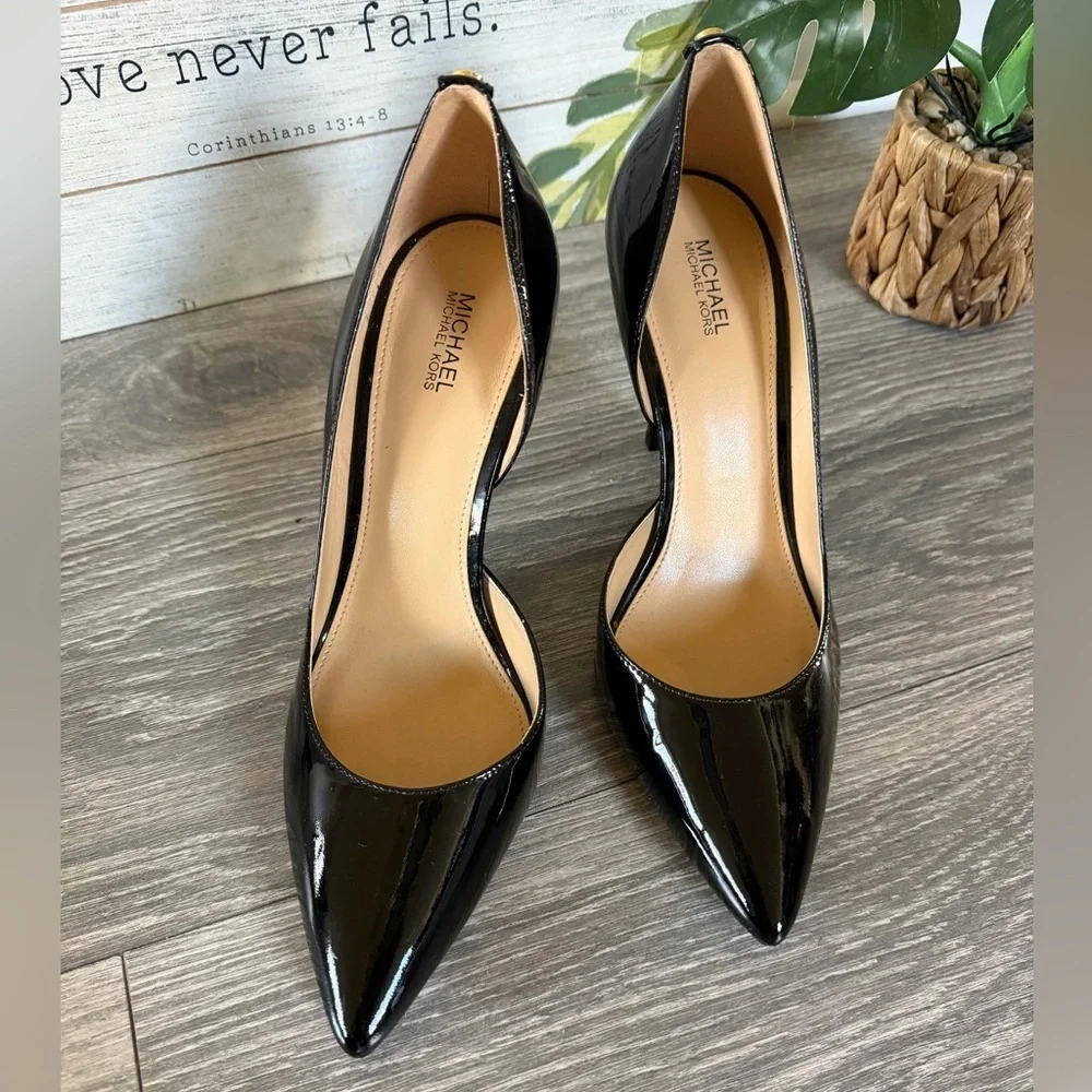 Michael Michael Kors Black Patent Pointed Nathalie D'Orsay High Heel Pumps. 8.5